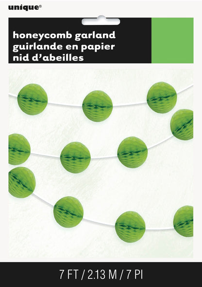 Lime Green Honeycomb Ball Garland 7ft