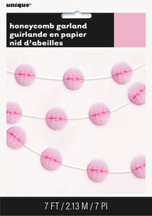 Pink Honeycomb Ball Garland 7ft
