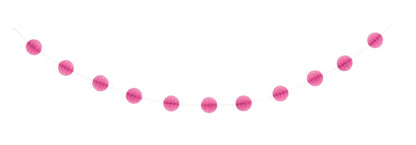 Hot Pink Honeycomb Ball Garland 7ft