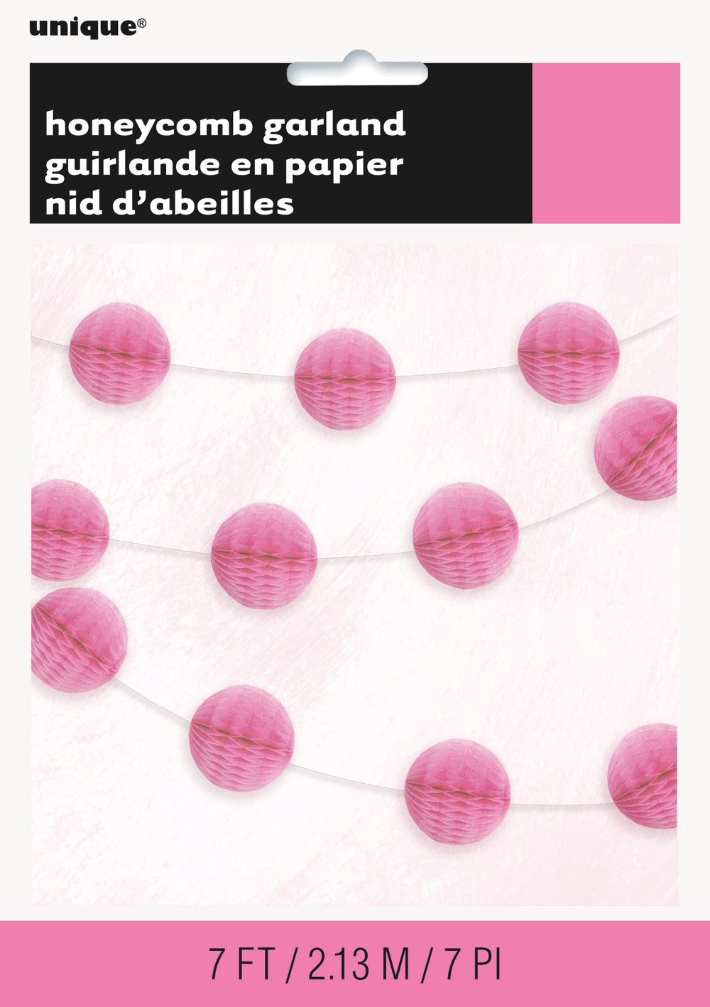 Hot Pink Honeycomb Ball Garland 7ft