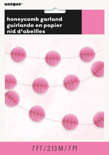 Hot Pink Honeycomb Ball Garland 7ft