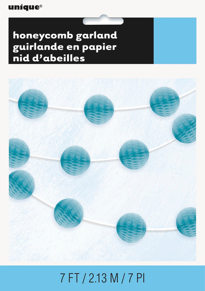 Light Blue Honeycomb Ball Garland 7ft