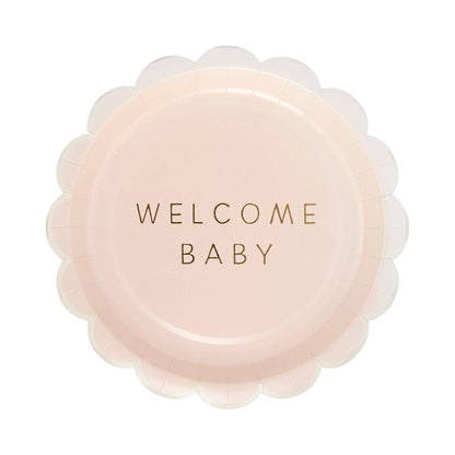Welcome Baby Pink Plates 8ct