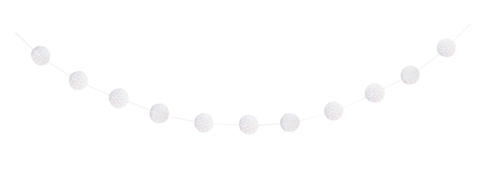 White Honeycomb Ball Garland 7ft