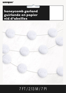 White Honeycomb Ball Garland 7ft