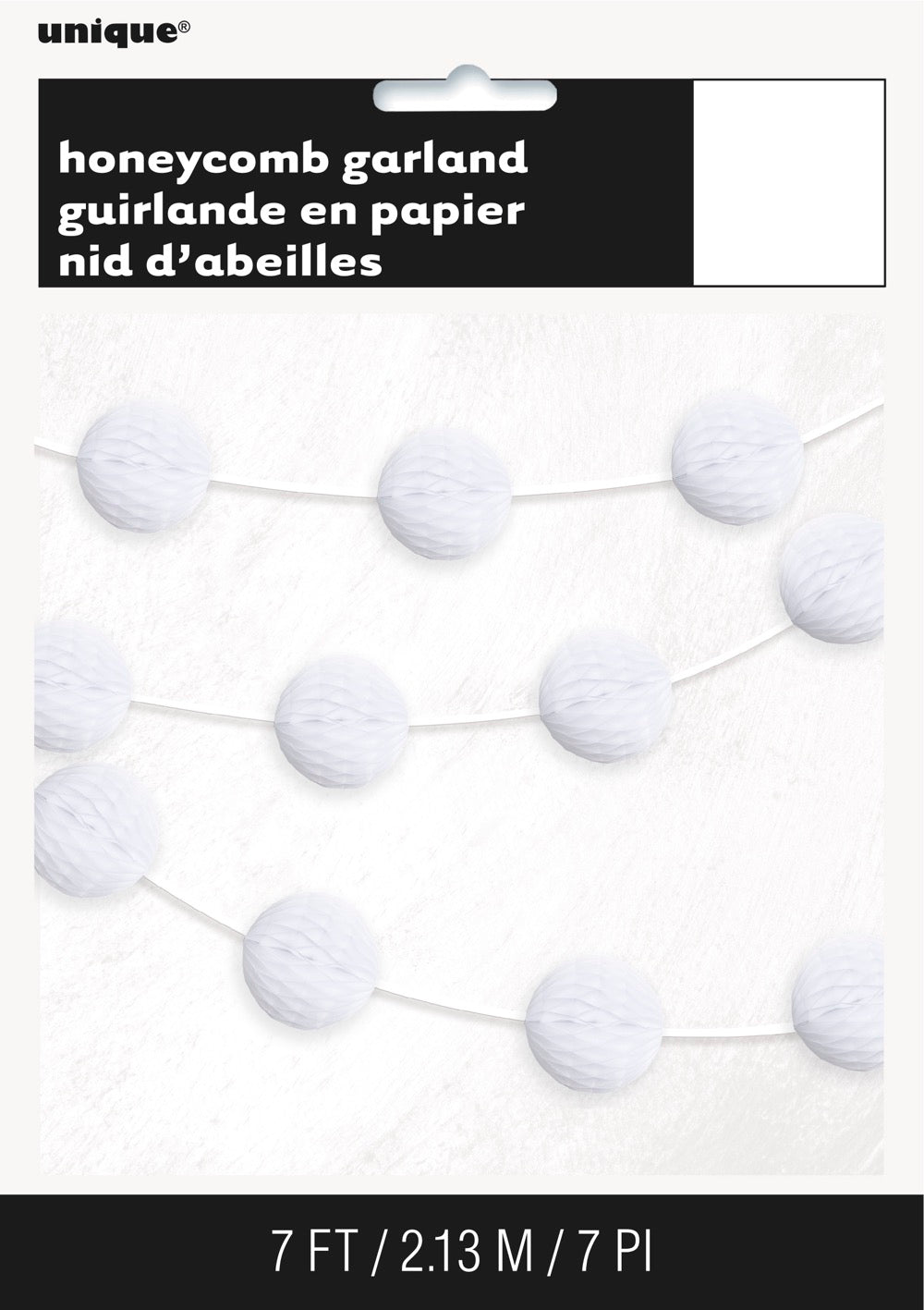 White Honeycomb Ball Garland 7ft