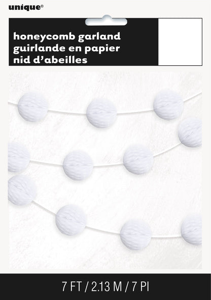 White Honeycomb Ball Garland 7ft