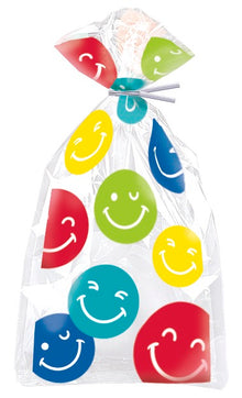 Colorful Happy Face Cellophane Bags 20ct