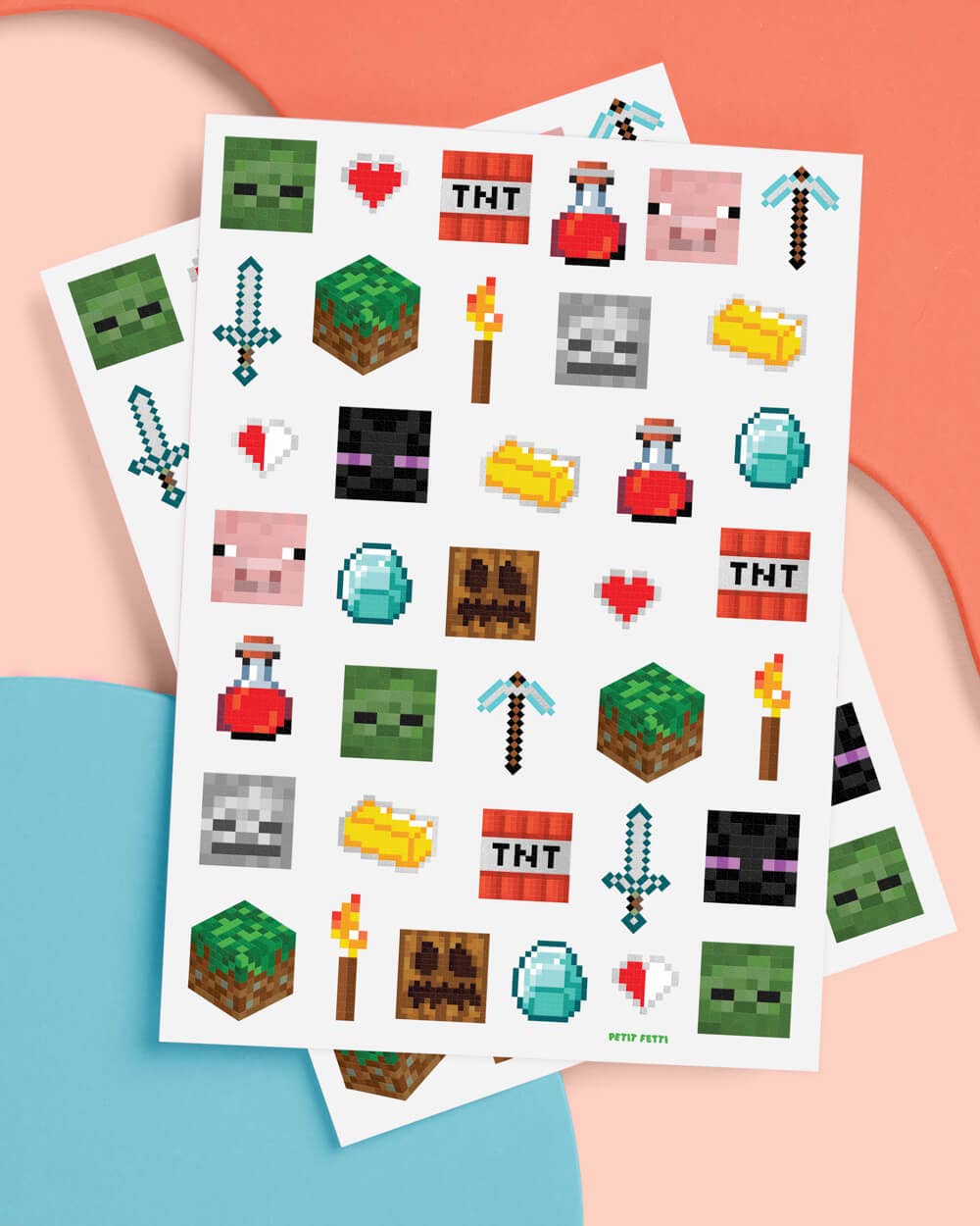 Pixel Minecraft Temporary Tattoos 74ct