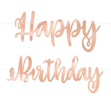 Rose Gold Script Happy Birthday Banner 7ft