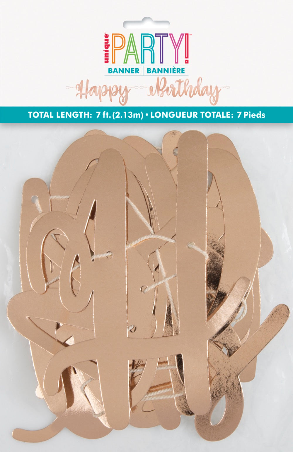 Rose Gold Script Happy Birthday Banner 7ft
