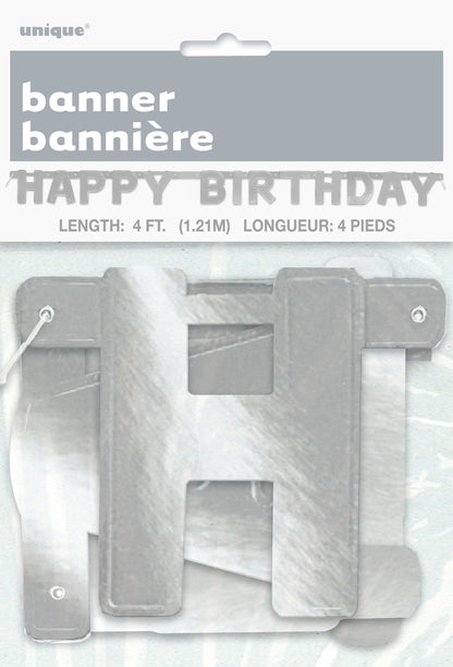 Happy Birthday Silver Deluxe Jointed Banner