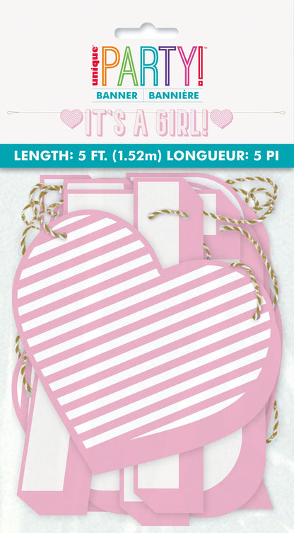 Pink It's a Girl Letter Banner