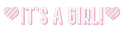 Pink It's a Girl Letter Banner