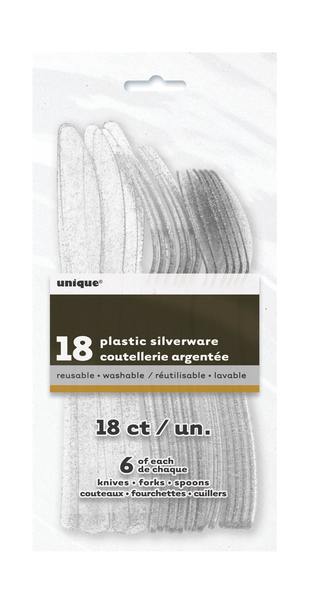 Glitter Assorted Plastic Cutlery 18ct