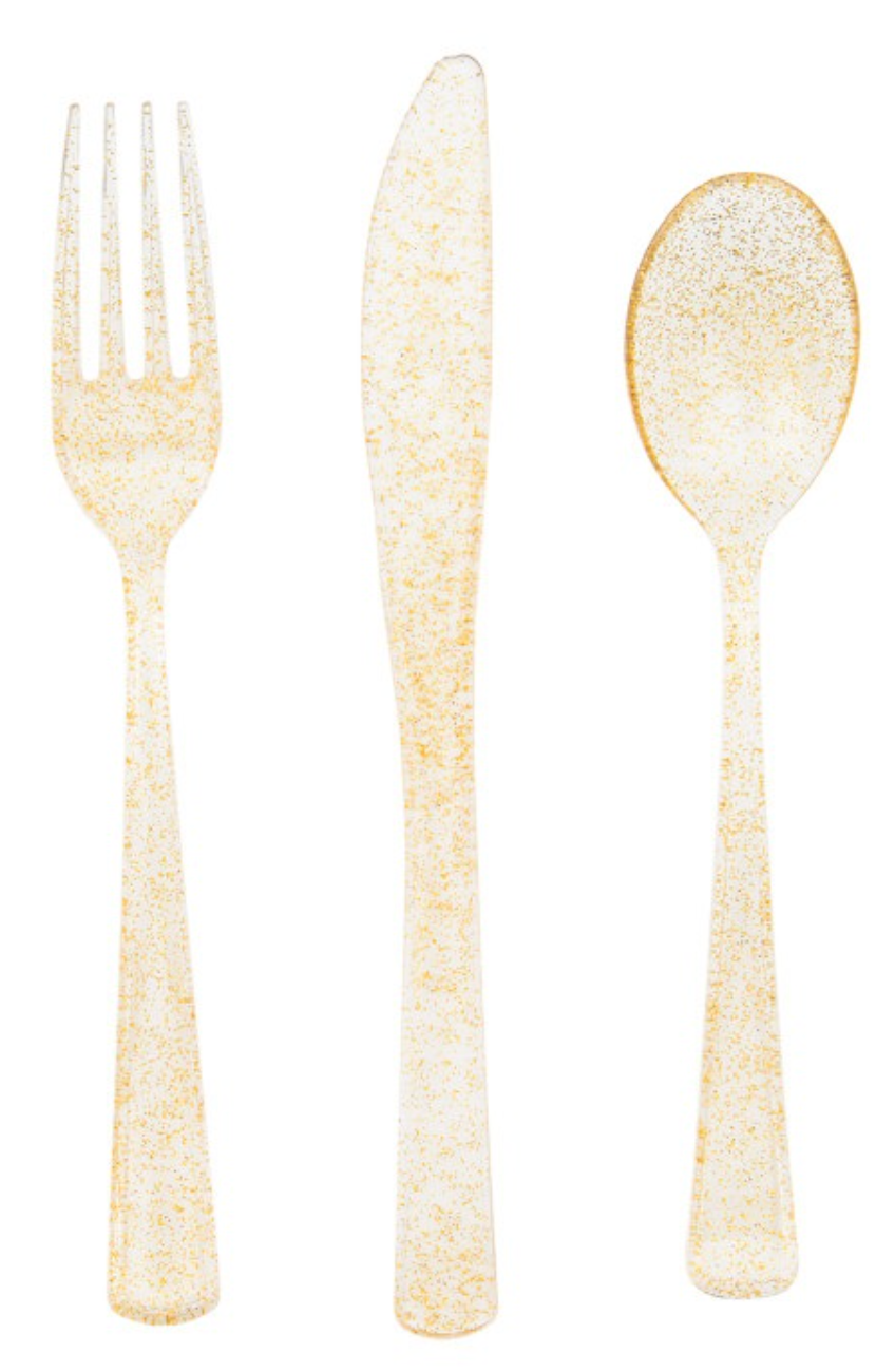 Glitter Assorted Plastic Cutlery 18ct
