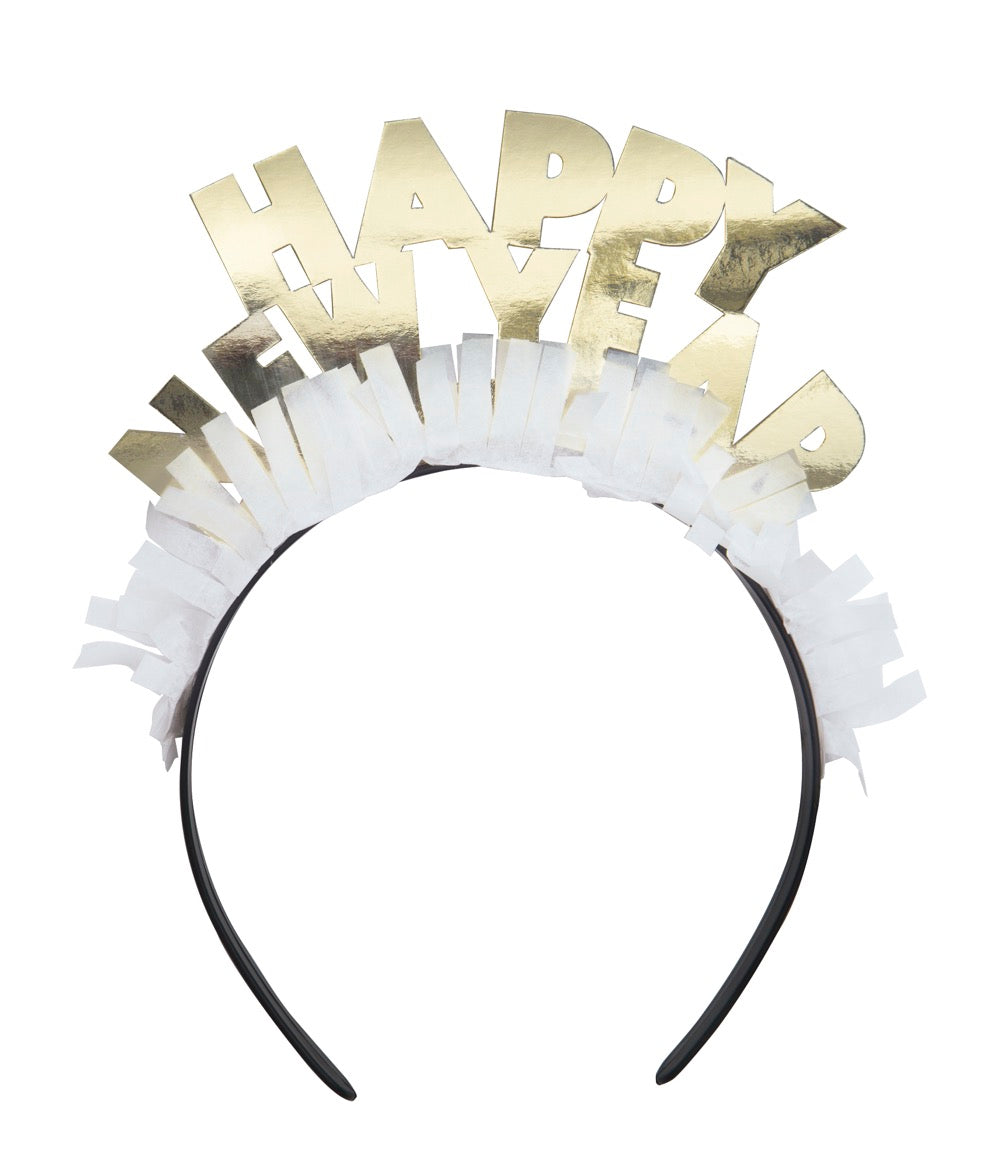 Gold & Silver Happy New Year Headbands 4ct