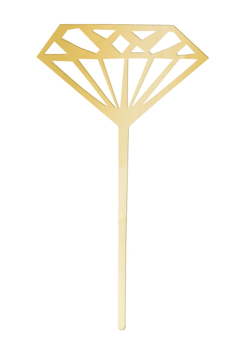 Plastic Gold Diamond Cupcake Toppers 5ct