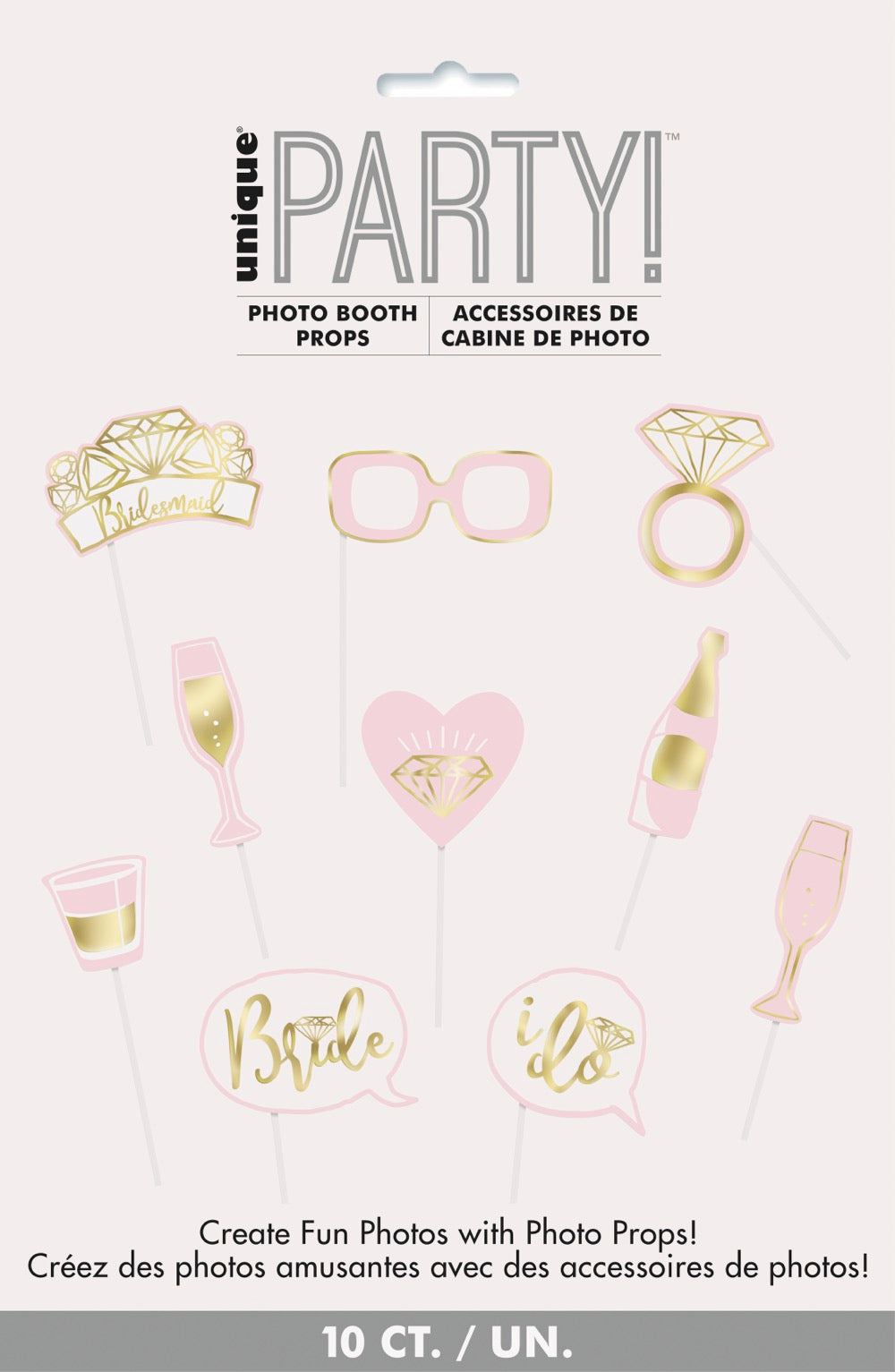 Pink and Gold Foil Bachelorette Party Photo Booth Props 10ct