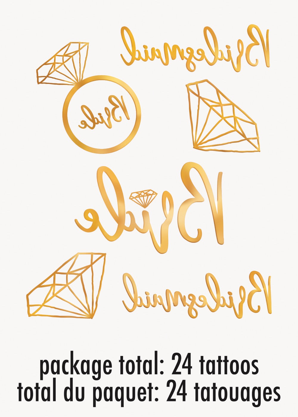 Metallic Foil Bachelorette Party Tattoos 24ct