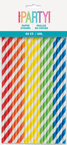 Solid Color High Count Paper Straws 40ct - Assorted