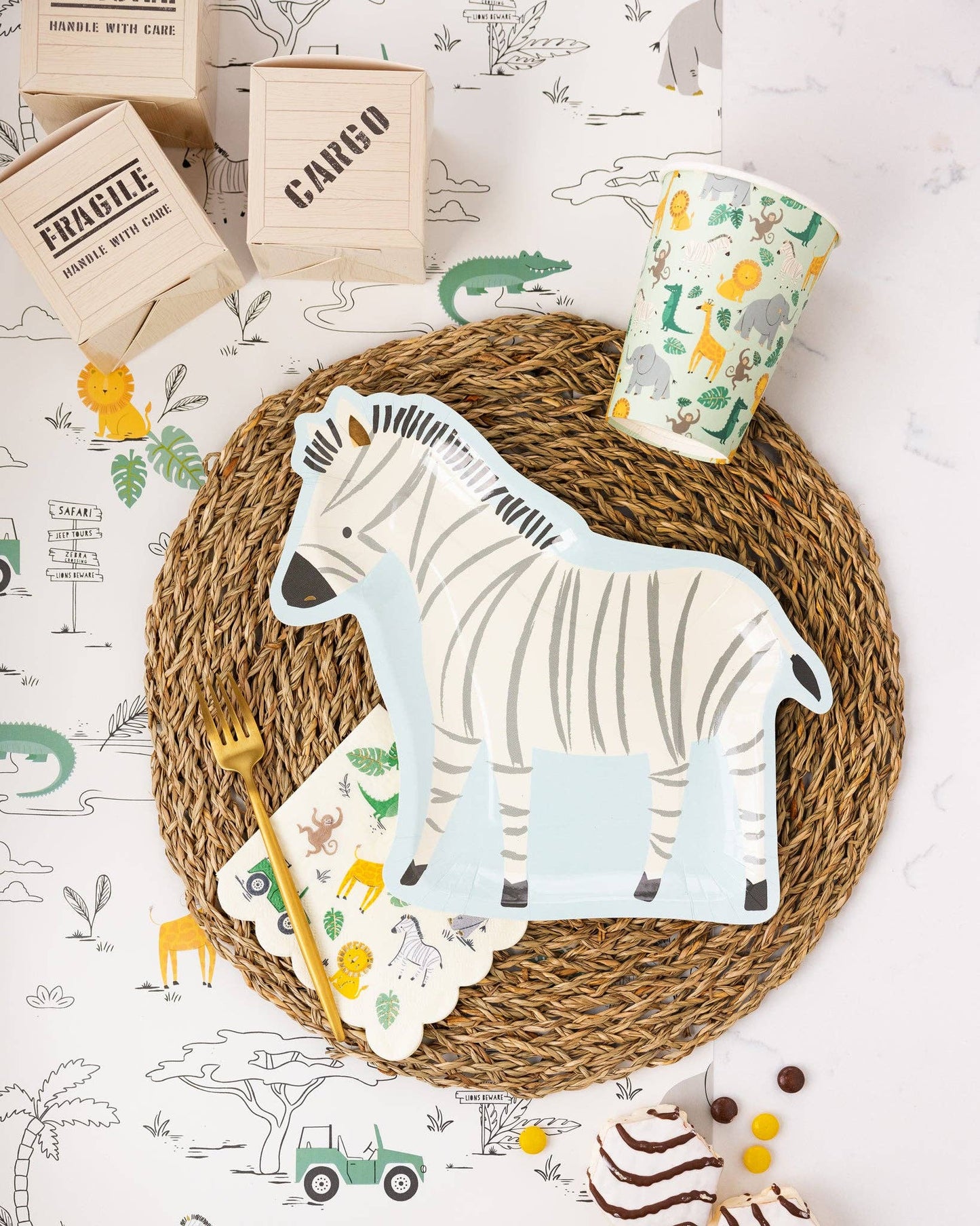 Safari Zebra Shaped Paper Plates 8ct