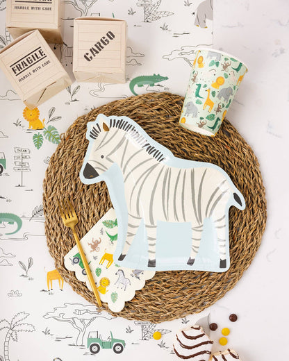 Safari Zebra Shaped Paper Plates 8ct