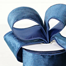 2.5inWx10Yard Wired Ribbon-Navy Blue Velvet/Blue W