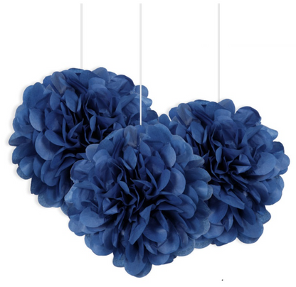 Royal Blue Mini Puff Tissue Decorations 3ct