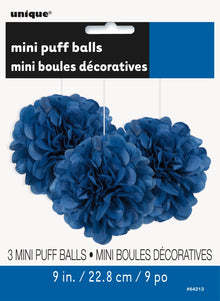 Royal Blue Mini Puff Tissue Decorations 3ct