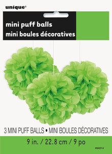 Lime Green Mini Puff Tissue Decorations 3ct