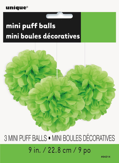 Lime Green Mini Puff Tissue Decorations 3ct