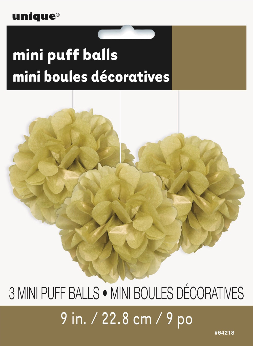 Gold Mini Puff Tissue Decorations 3ct