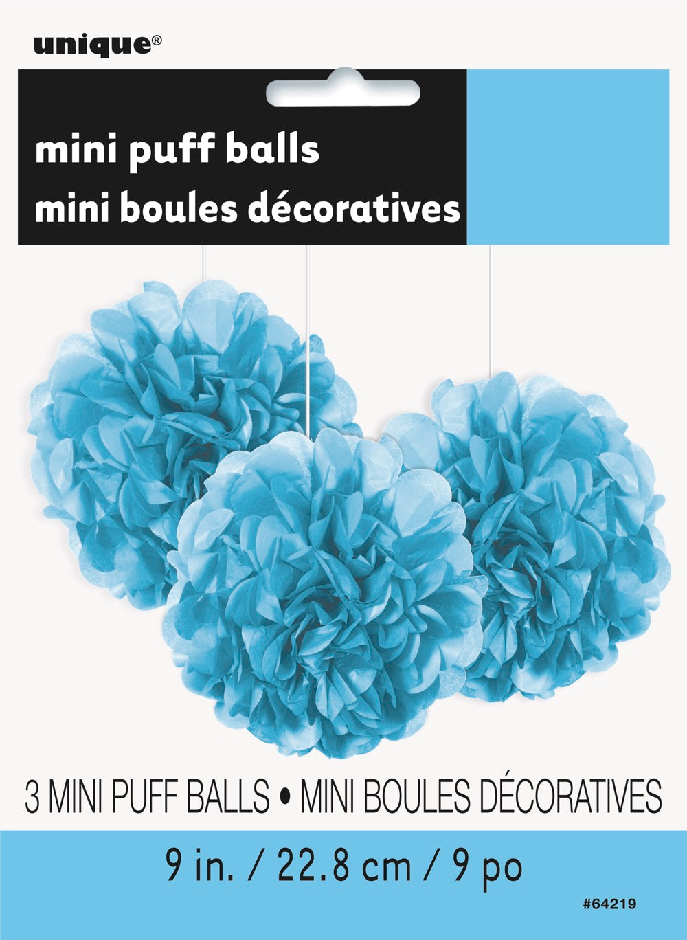 Light Blue Mini Puff Tissue Decorations 3ct