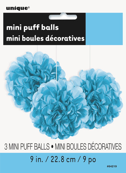 Light Blue Mini Puff Tissue Decorations 3ct