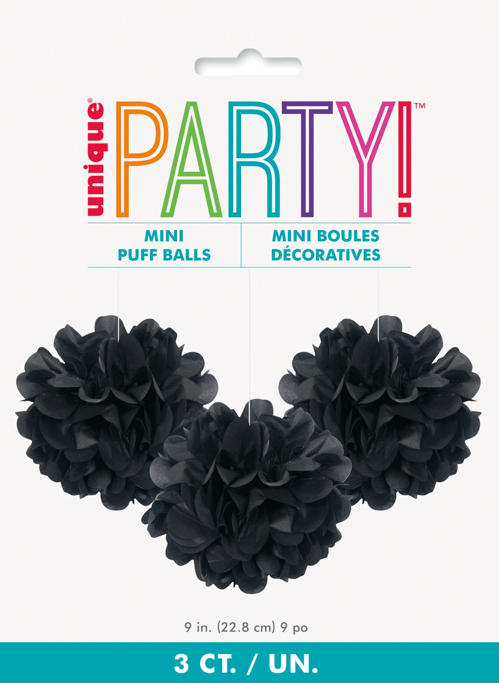 Black Mini Puff Tissue Decorations 3ct