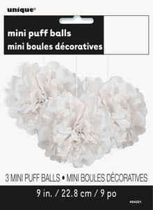 White Mini Puff Tissue Decorations 3ct