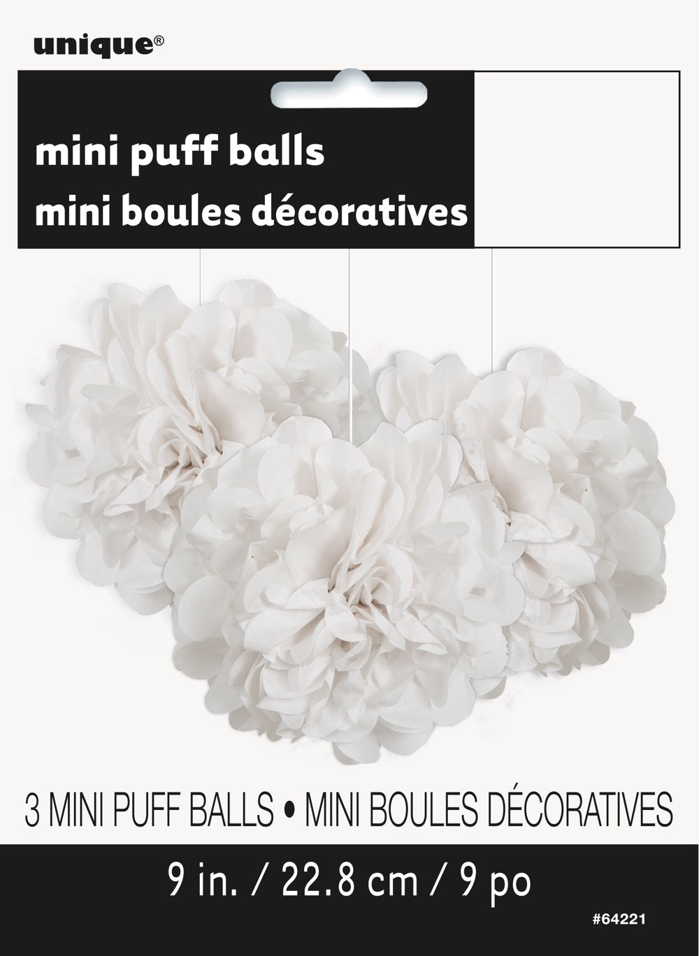 White Mini Puff Tissue Decorations 3ct