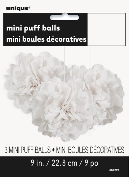 White Mini Puff Tissue Decorations 3ct