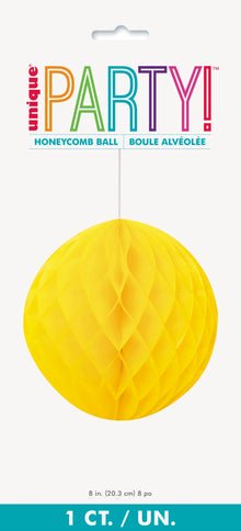 Yellow Solid 8in Honeycomb Ball