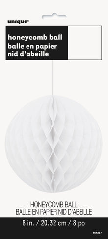 White Solid 8in Honeycomb Ball