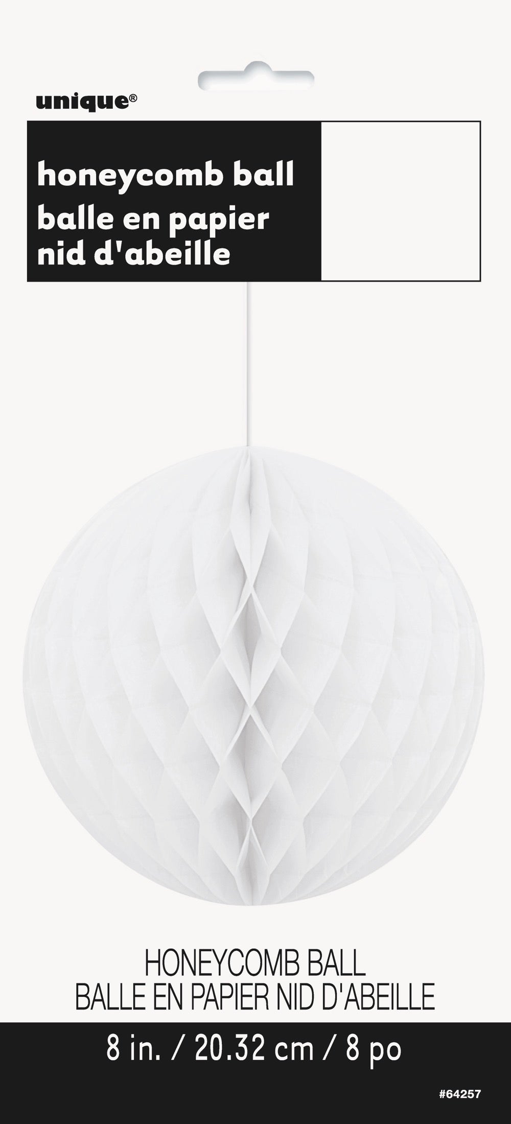 White Solid 8in Honeycomb Ball