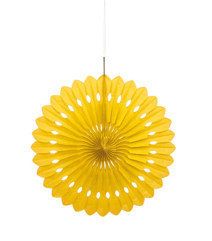 Yellow Solid 16in Tissue Paper Fan