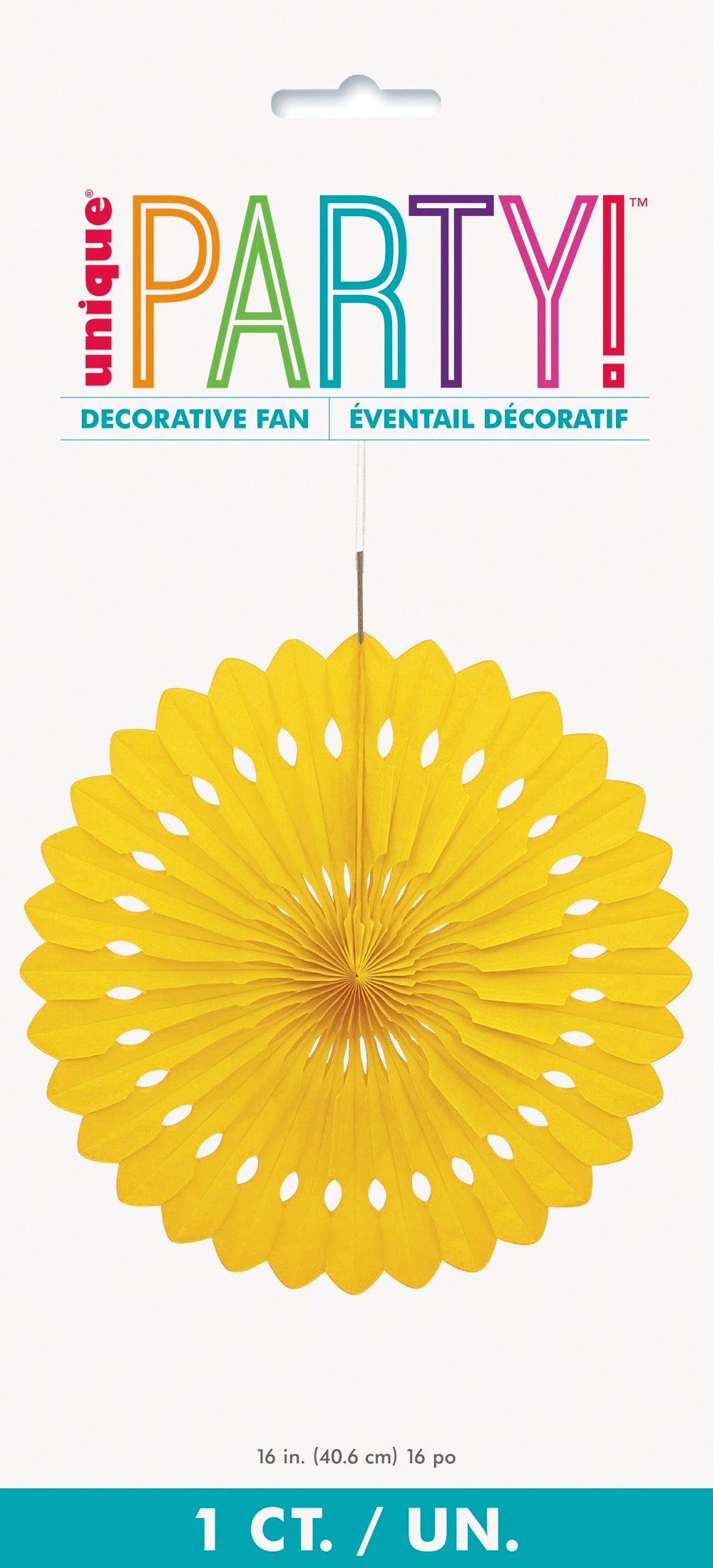 Yellow Solid 16in Tissue Paper Fan
