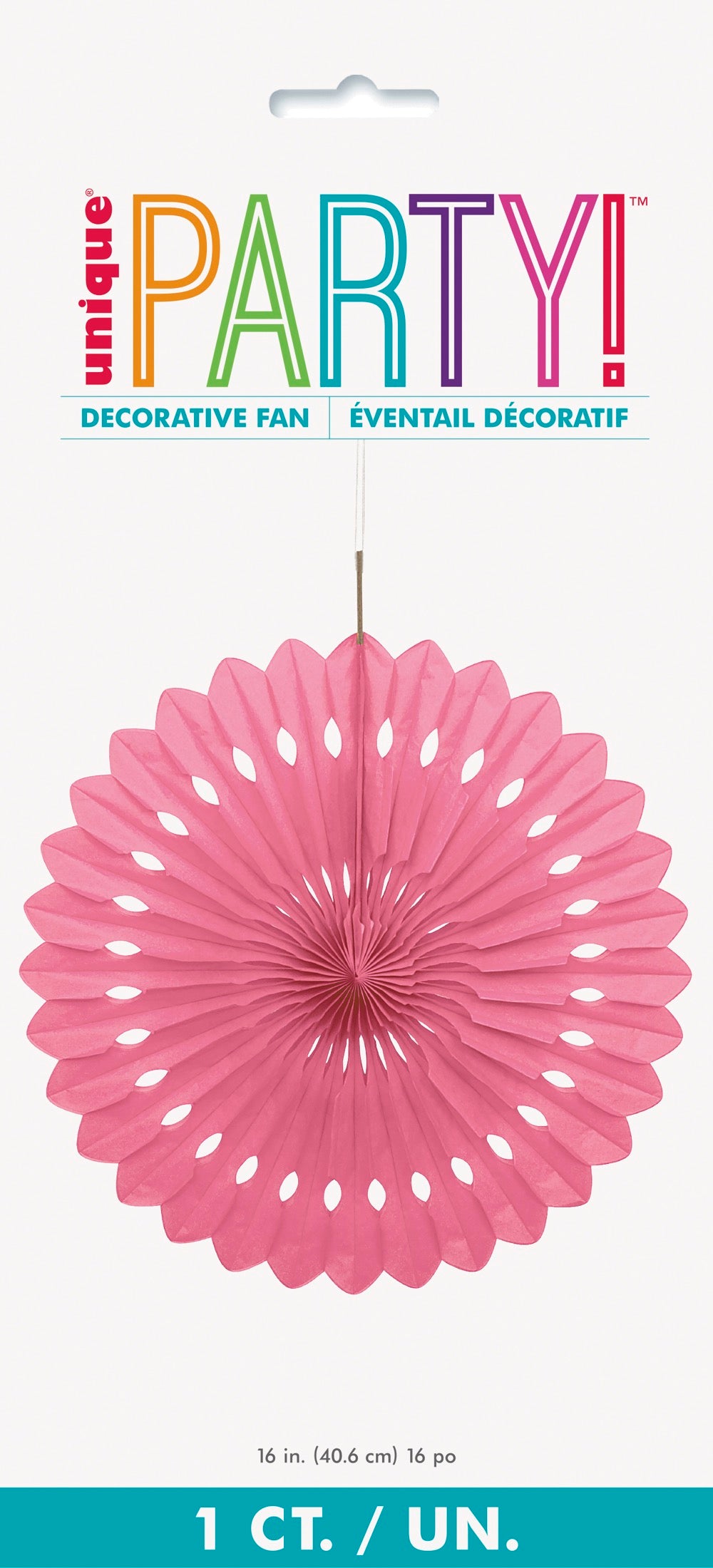 Hot Pink Solid 16in Tissue Paper Fan
