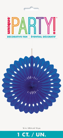 Royal Blue Solid 16in Tissue Paper Fan