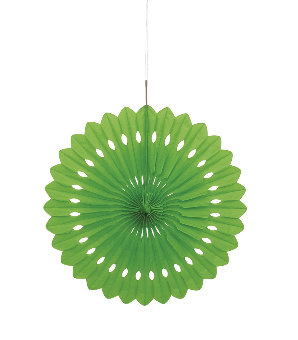 Lime Green Solid 16in Tissue Paper Fan