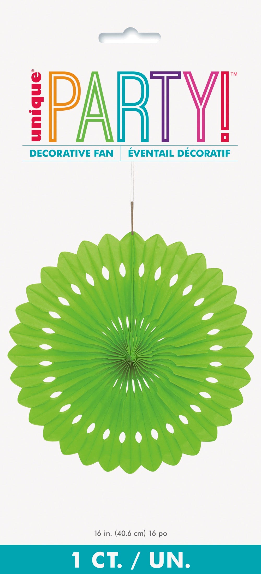 Lime Green Solid 16in Tissue Paper Fan