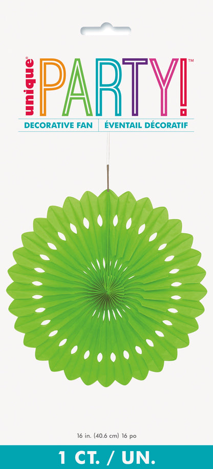 Lime Green Solid 16in Tissue Paper Fan