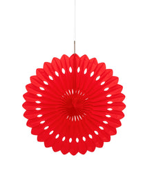 Red Solid 16in Tissue Paper Fan